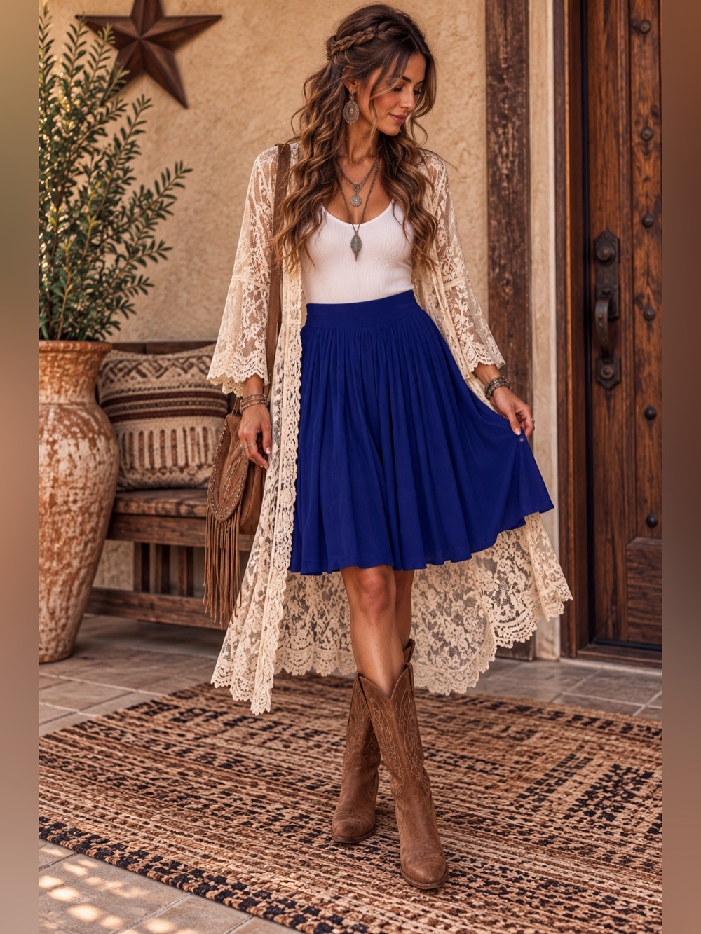 LuLaRoe Royal Blue Midi Skirt